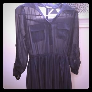 Navy blue dress with translucent top